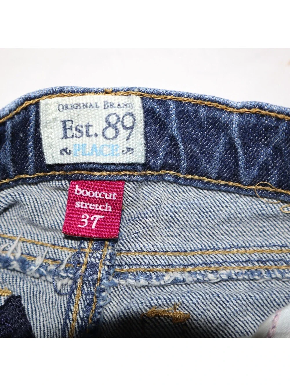 The Children's Place Girls Bootcut Jeans 3T Heart Pocket Dark Wash